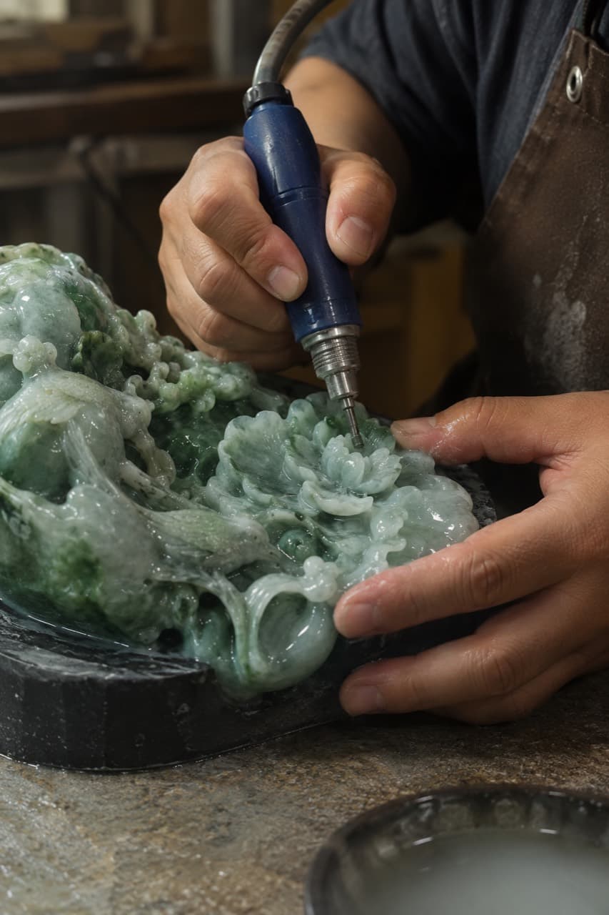 翡翠藝境天然翡翠立體玉雕工藝細節
